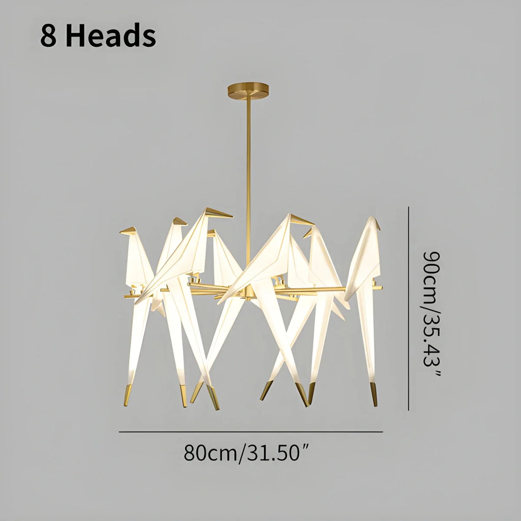 Paper Crane Bird Chandelier for Dining Room