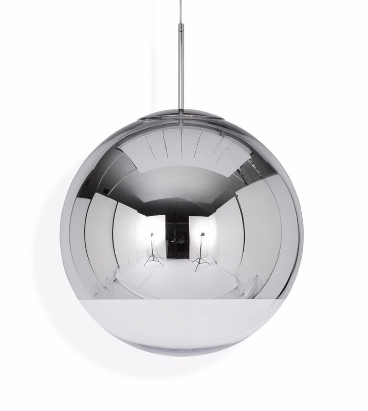Gold / Medium: 15.7 in diameter Mirror Ball Pendant Light OPEN BOX