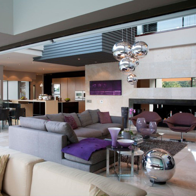 Gold / Medium: 15.7 in diameter Mirror Ball Pendant Light OPEN BOX