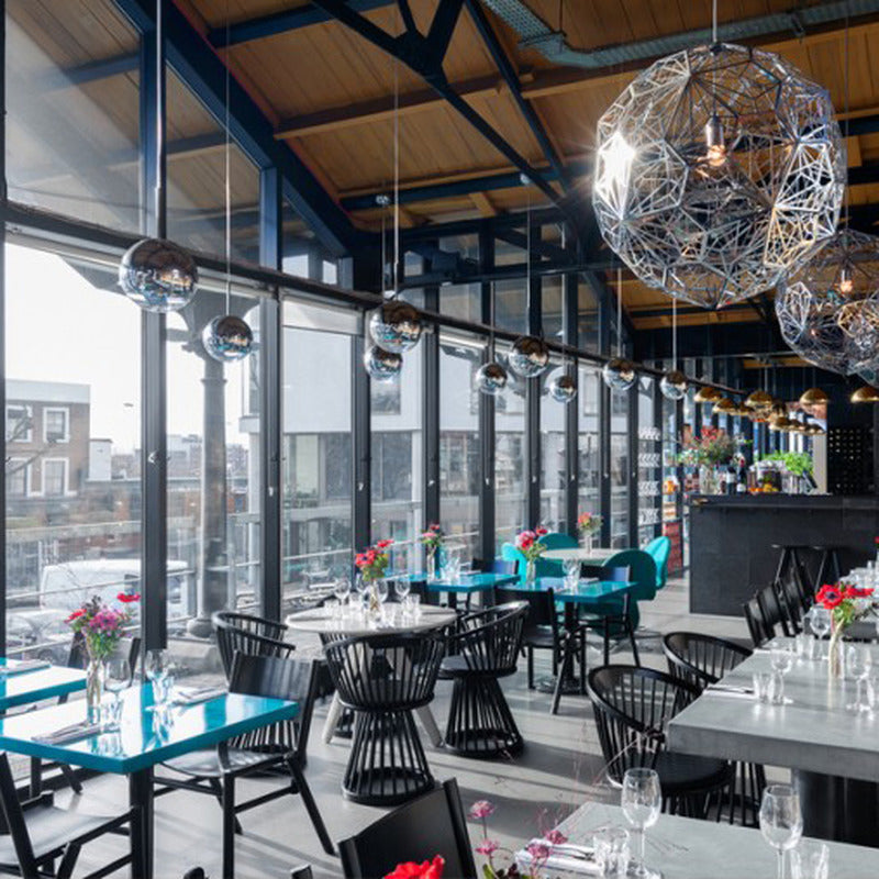 Gold / Medium: 15.7 in diameter Mirror Ball Pendant Light OPEN BOX