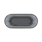 69 Inch Oval Freestanding Soaking Tub | Translucent Grey Blue Resin Stone| Deep Bath