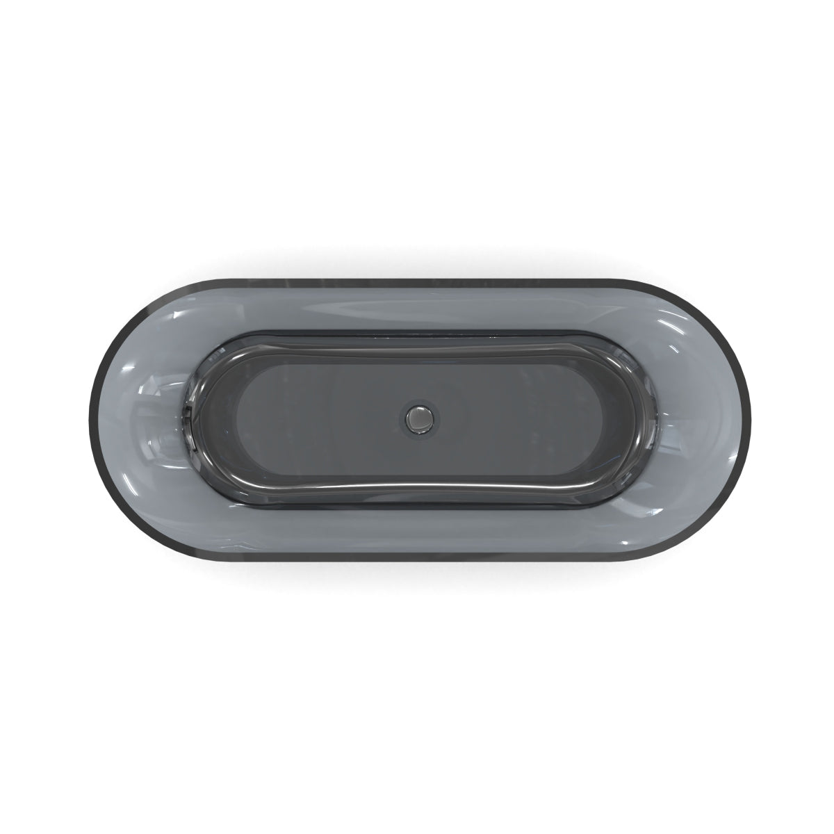 69 Inch Oval Freestanding Soaking Tub | Translucent Grey Blue Resin Stone| Deep Bath