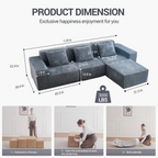118-inch modular sofa can be converted into an oversized sofa bed Free conversion sofa set flexible configuration, soft corduroy cloud velvet fabric
