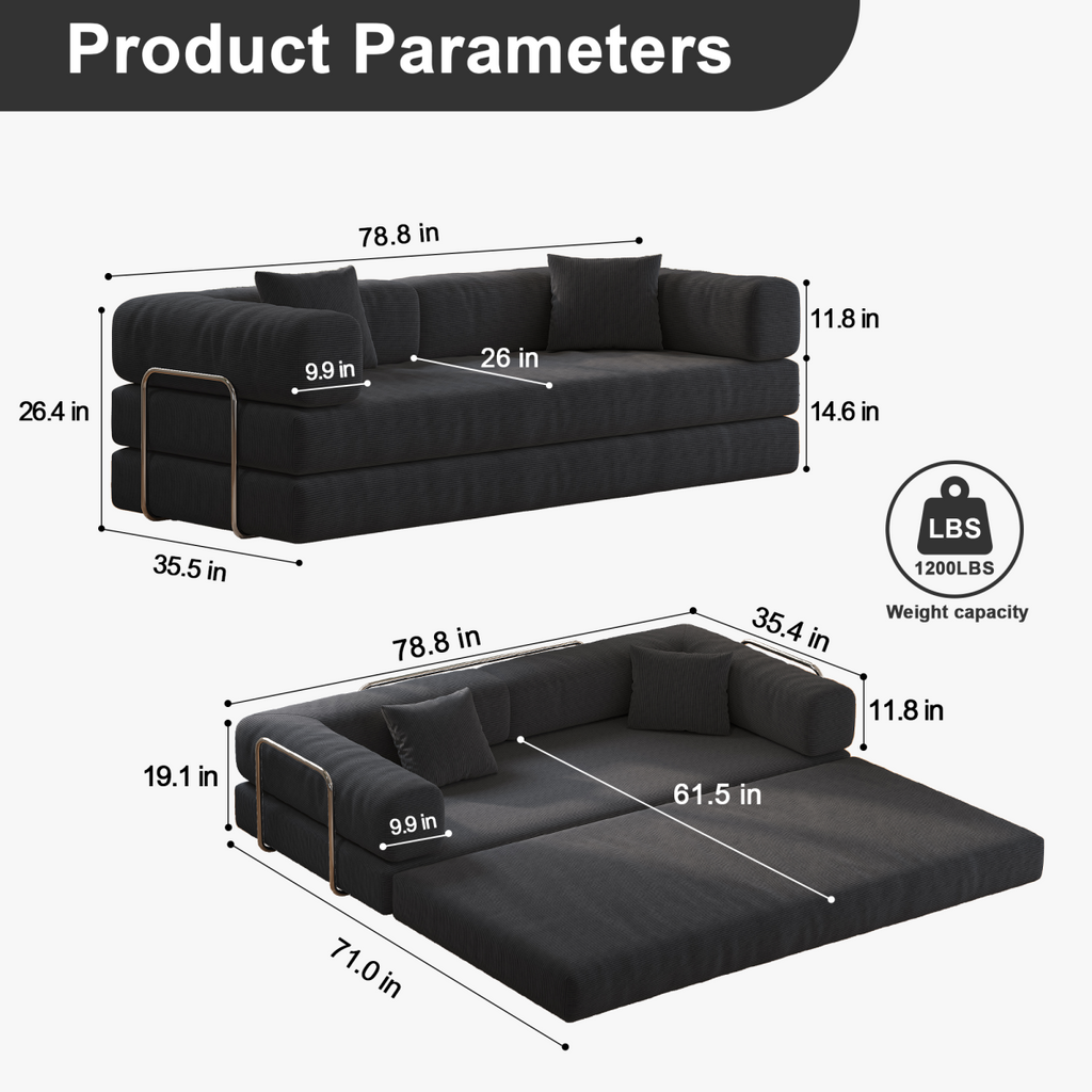 78.8" Modular Sofa, Comfortable Floor Sofa for Living Room