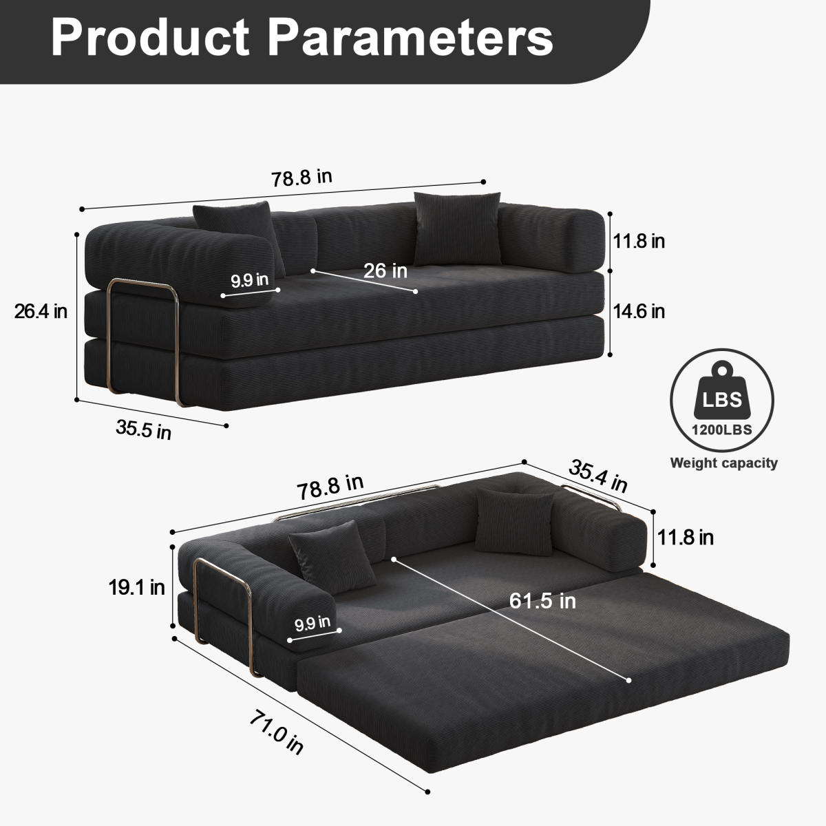 78.8" Modular Sofa, Comfortable Floor Sofa for Living Room