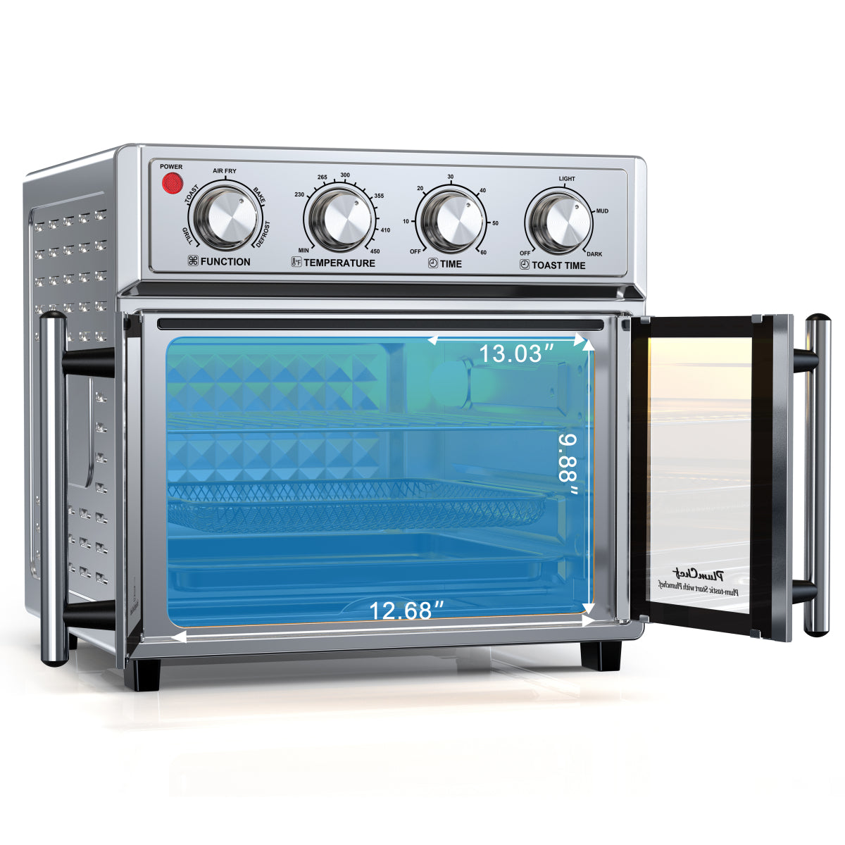 PlumChef 26QT XL French Double Door Air Fryer Convection Oven 1700W 7 Presets 7-in-1 Stainless Steel