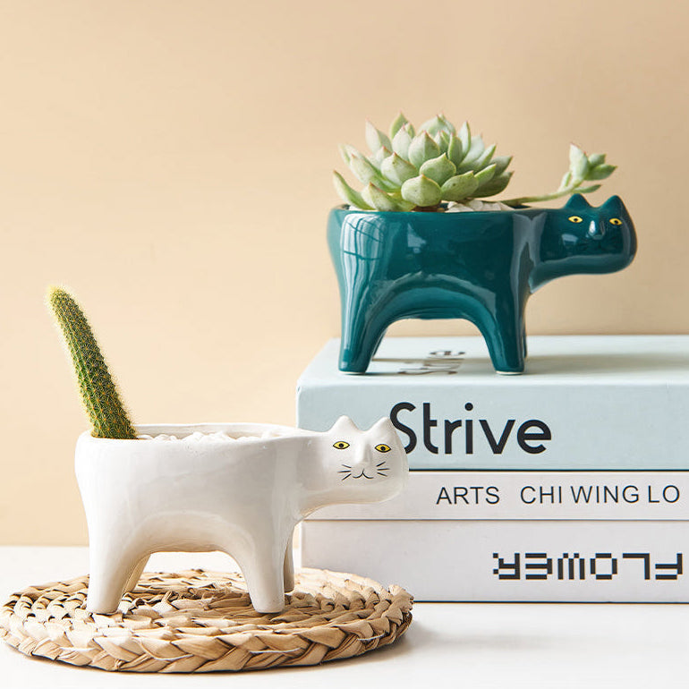 Ceramic Abstract Cat Planter