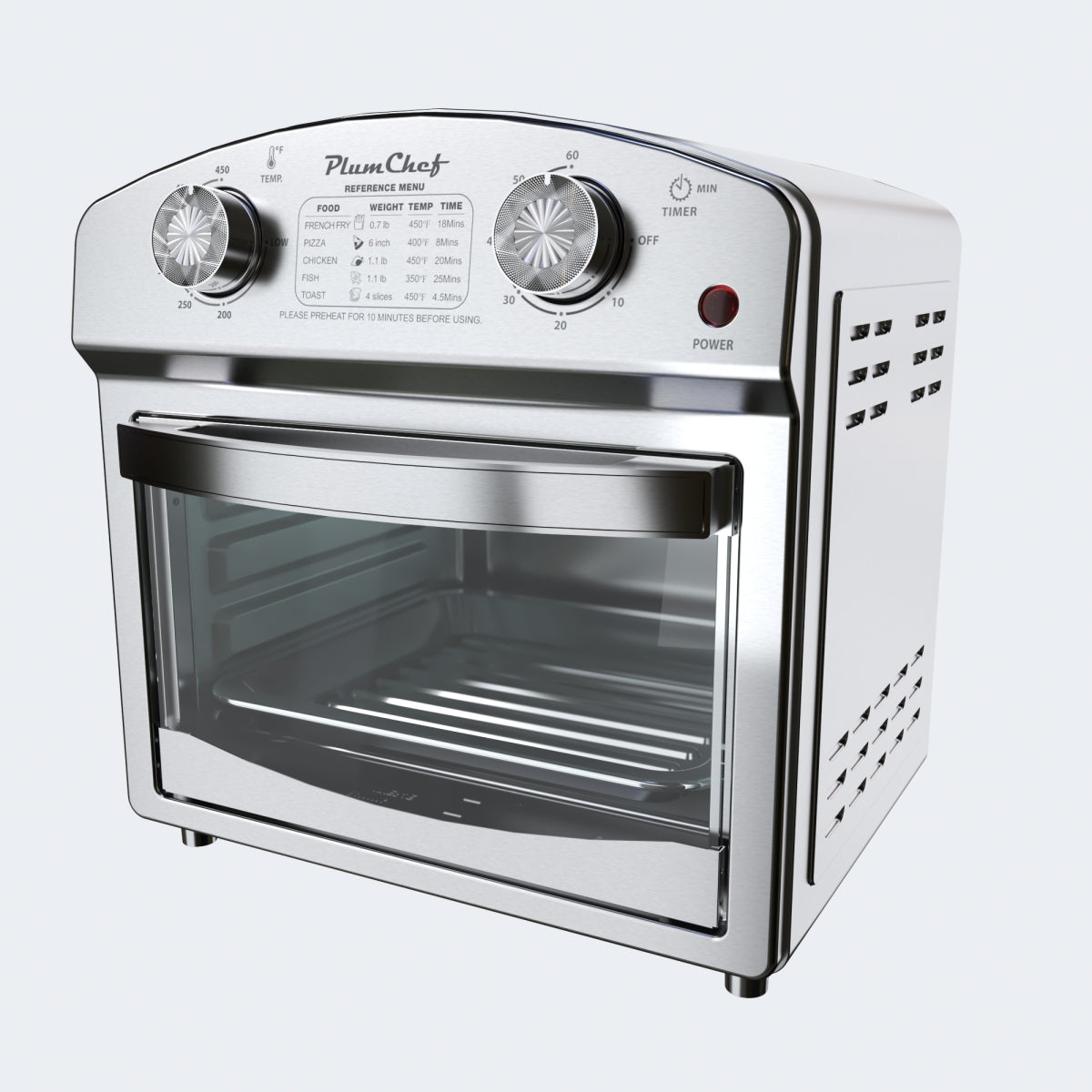 12.5 Quart 7-in-1 Stainless Steel Convection Toaster Oven 1500W 5 Pre-Set Menus Silver