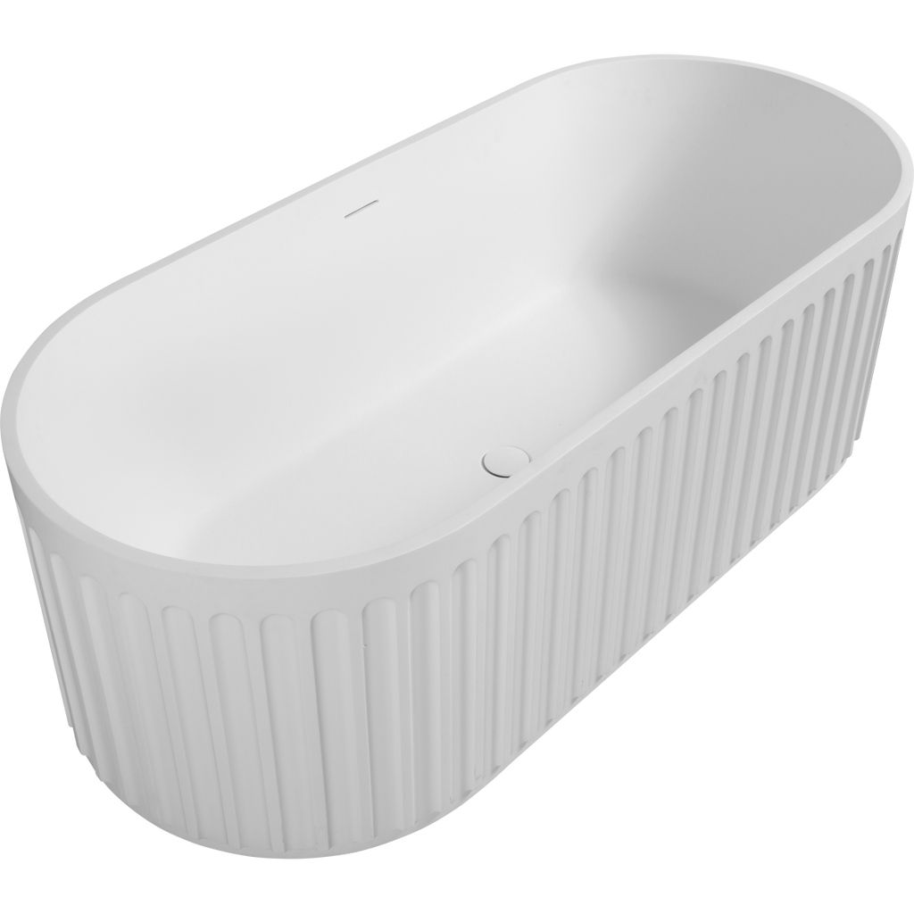 67" Freestanding Solid Surface Bathtub, Luxury Engineered Stone Resin Freestanding Soaking Bathtub with Overflow and Pop-up Drain cUPC Certified,