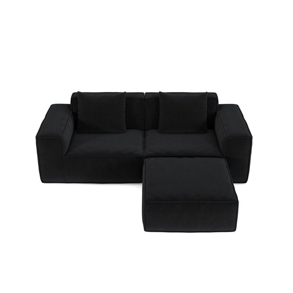 Modular Convertible Oversized Chaise Longue Sofa- Soft Corduroy Velvet, Flexible Setup