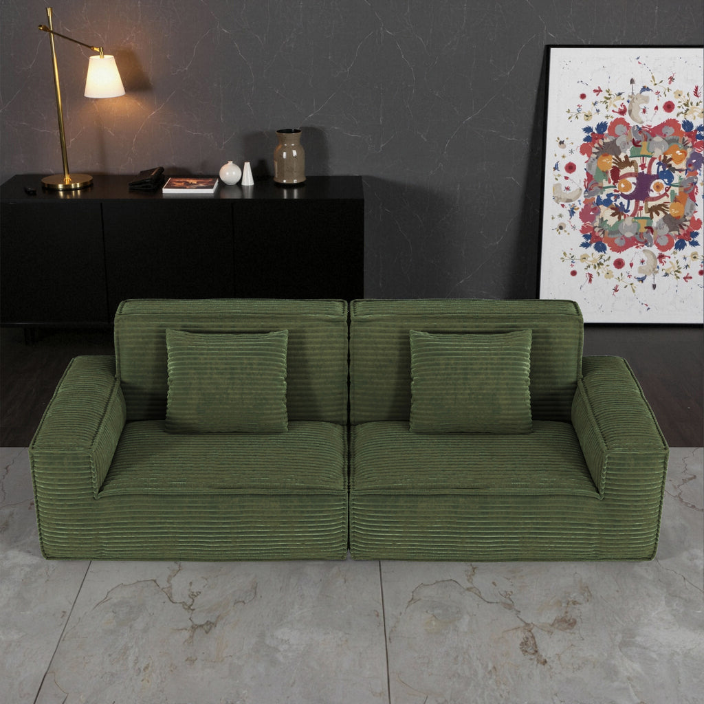 106.3" Large Striped Fabric Sofa, Vacuum Compressed