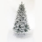 Snow Flocked Christmas Tree 7ft Artificial Hinged Pine Tree with White