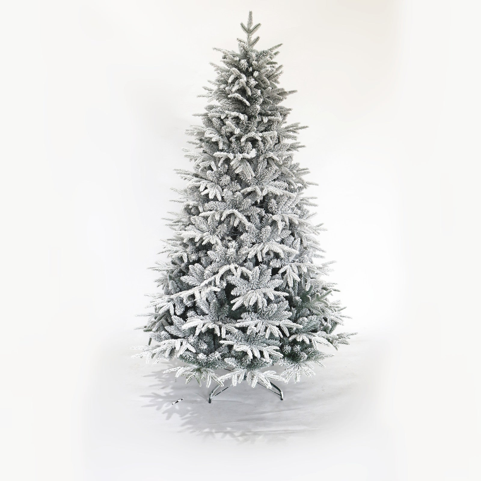 Snow Flocked Christmas Tree 7ft Artificial Hinged Pine Tree with White