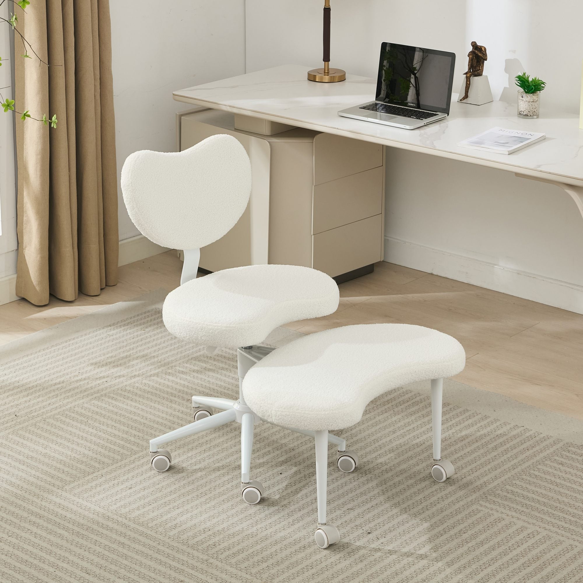 Meditation Chair Plus – Memory Foam Seat, Swivel Footstool, Ivory