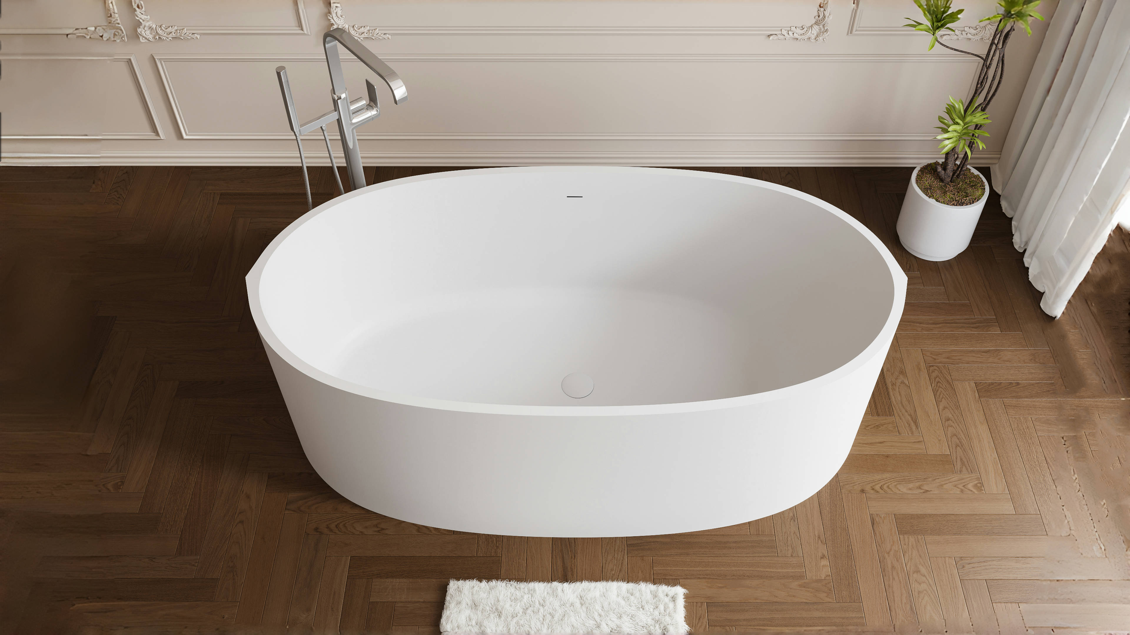 Luxury 65" Matte White Bathtub