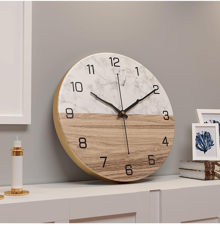 Fashion Marble Texture Metal Wall Clock