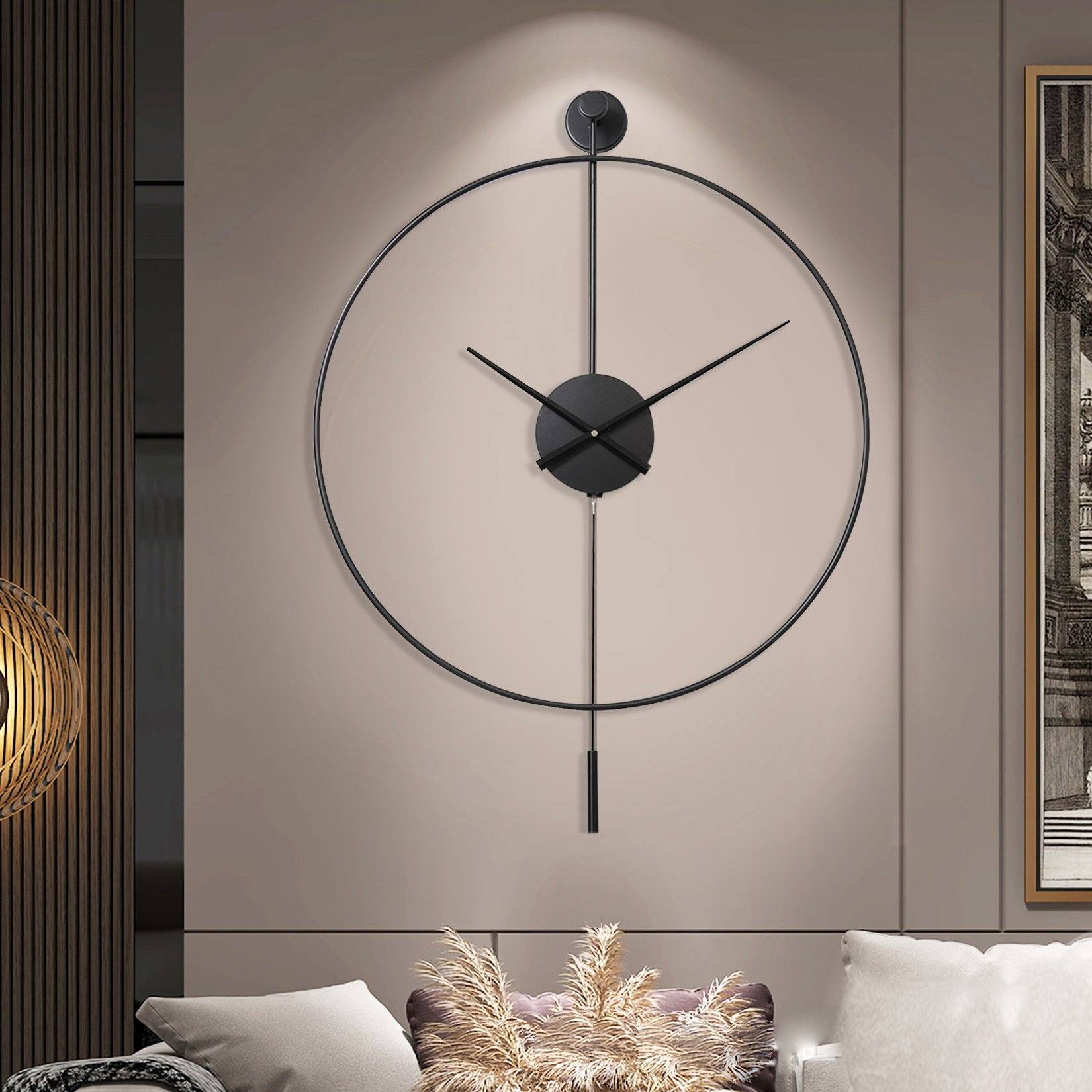 Modern Minimalist Large Wall Clock with Pendulum