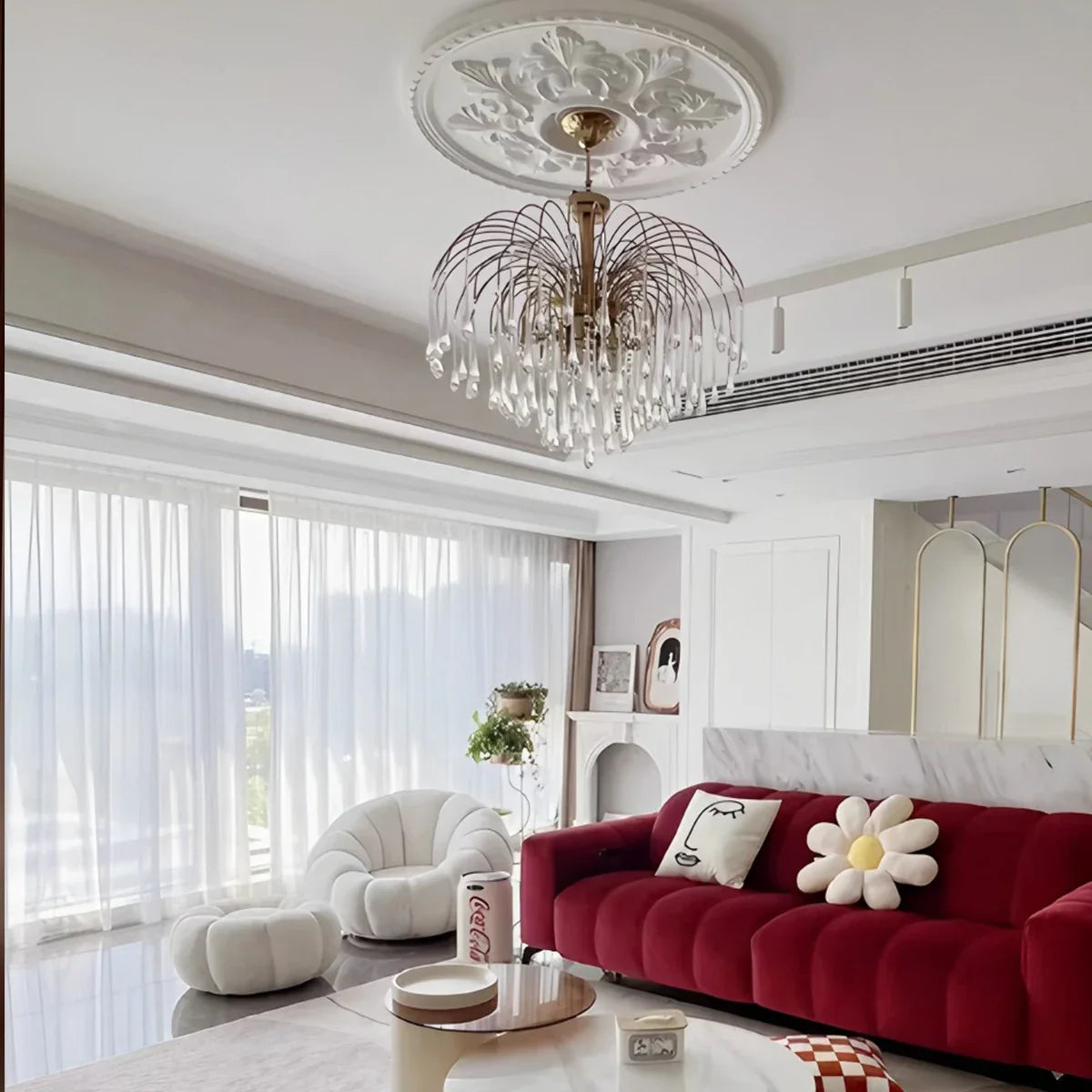 French Retro Water Drop Glass Chandelier