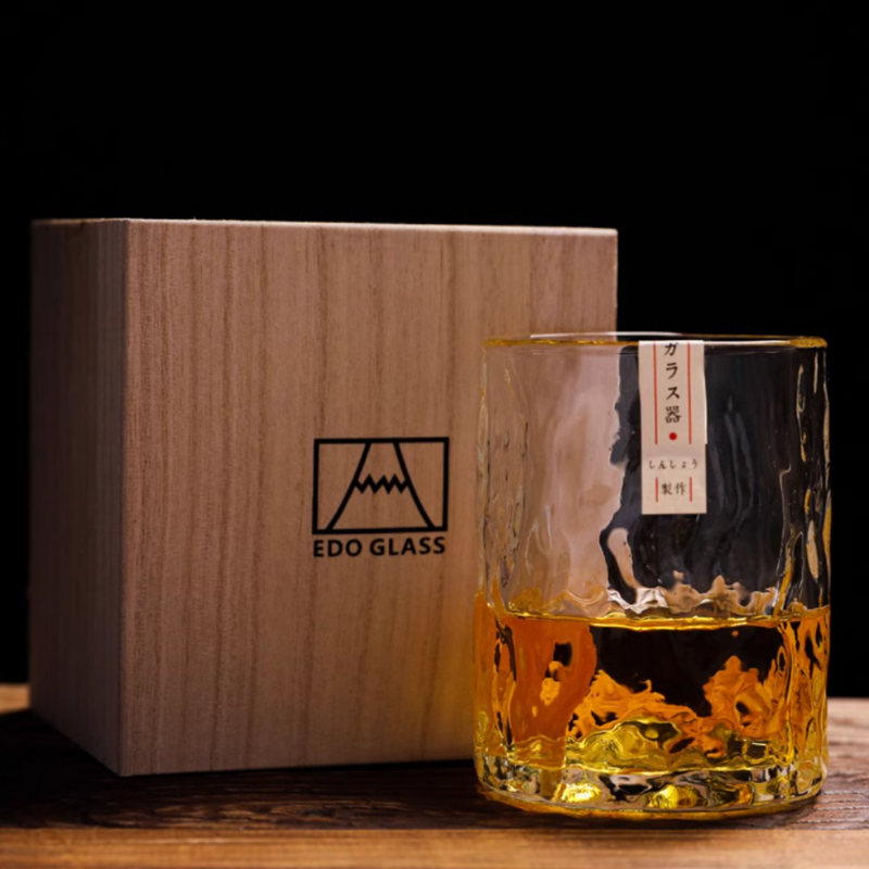 Edo Glass Handcrafted Water Ripple Whisky Glass