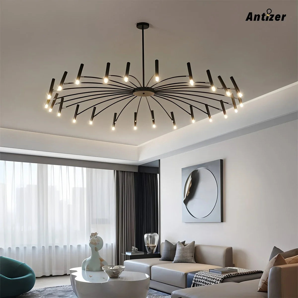 Modern Adjustable Candelabra Chandelier for Living Room