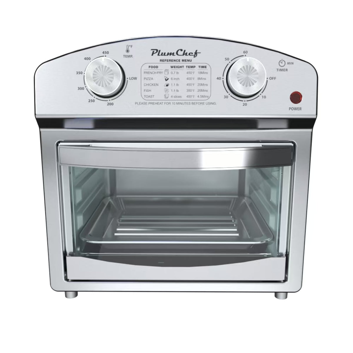 12.5 Quart 7-in-1 Stainless Steel Convection Toaster Oven 1500W 5 Pre-Set Menus Silver
