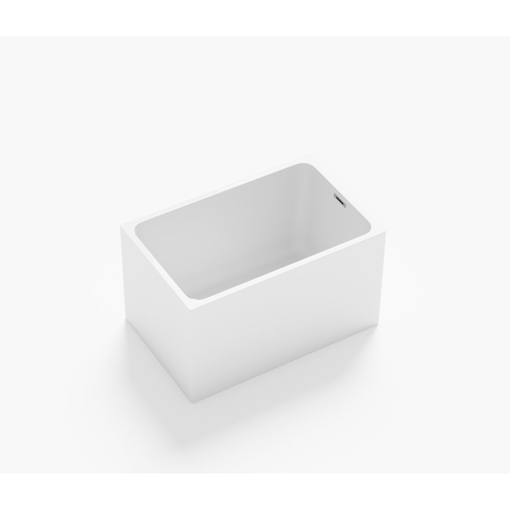 47" Acrylic Freestanding Bathtub ,Spacious rectangle Shape, Gloss White Finish, Chrome Overflow & Pop-Up Drain CUPC Certificate