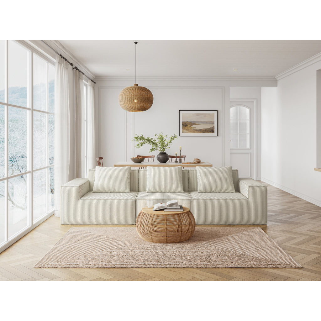 118-inch modular sofa can be converted into an oversized sofa bed  Free conversion sofa set flexible configuration, soft corduroy cloud velvet fabric