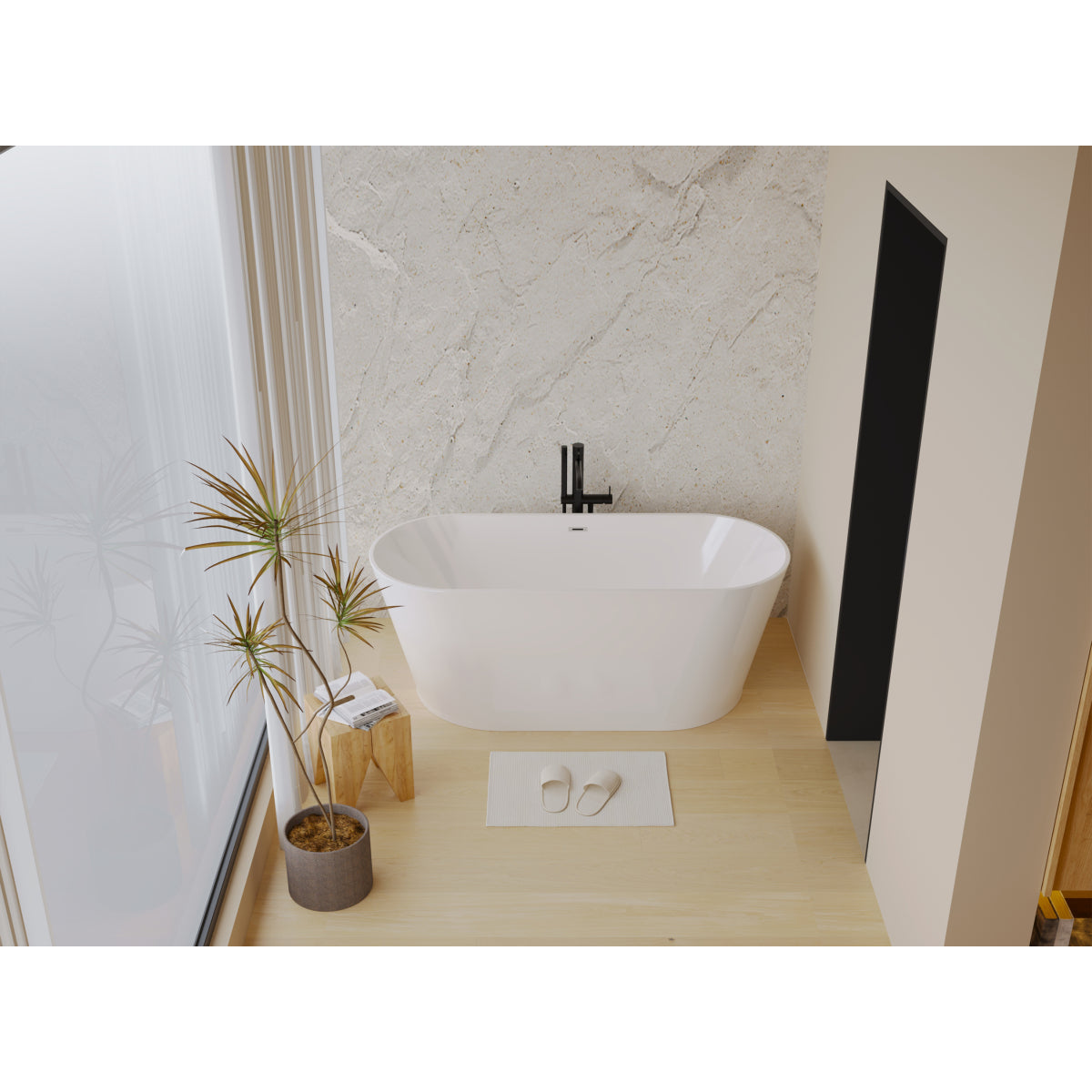 55-inch Glossy White Soaking Tub