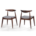 Mid-Century Modern Dining Chairs Set of 2 – Solid Rubberwood Frame with Ergonomic Backrest & Plush Cushion Seats