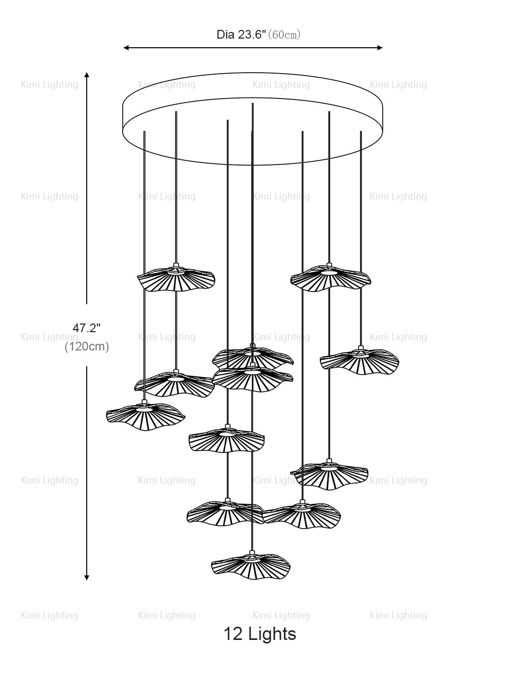 Lotus Leaf Staircase Pendant Light