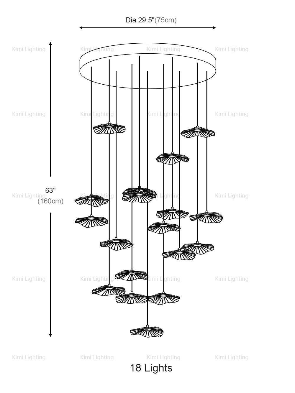 Lotus Leaf Staircase Pendant Light