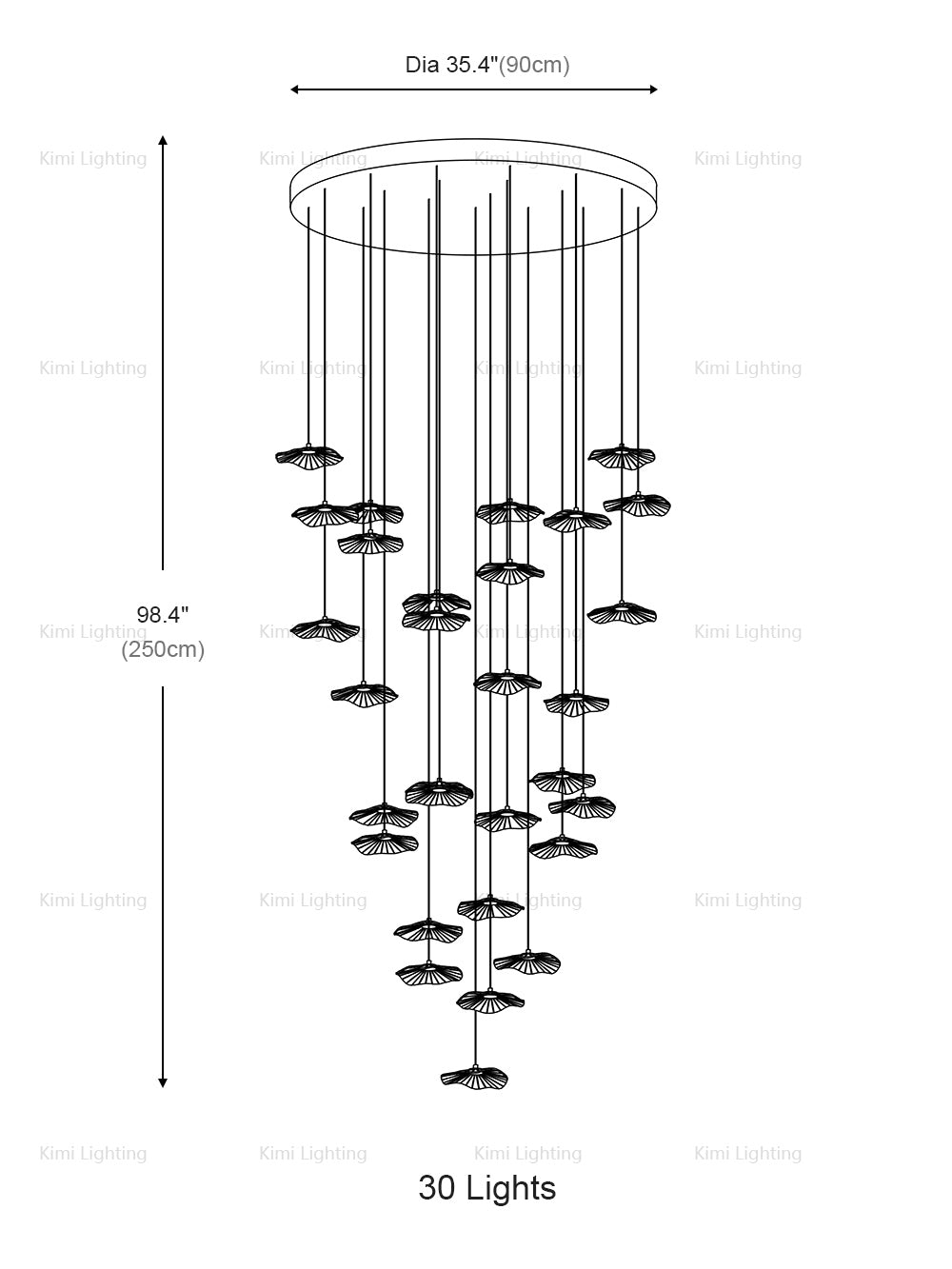 Lotus Leaf Staircase Pendant Light