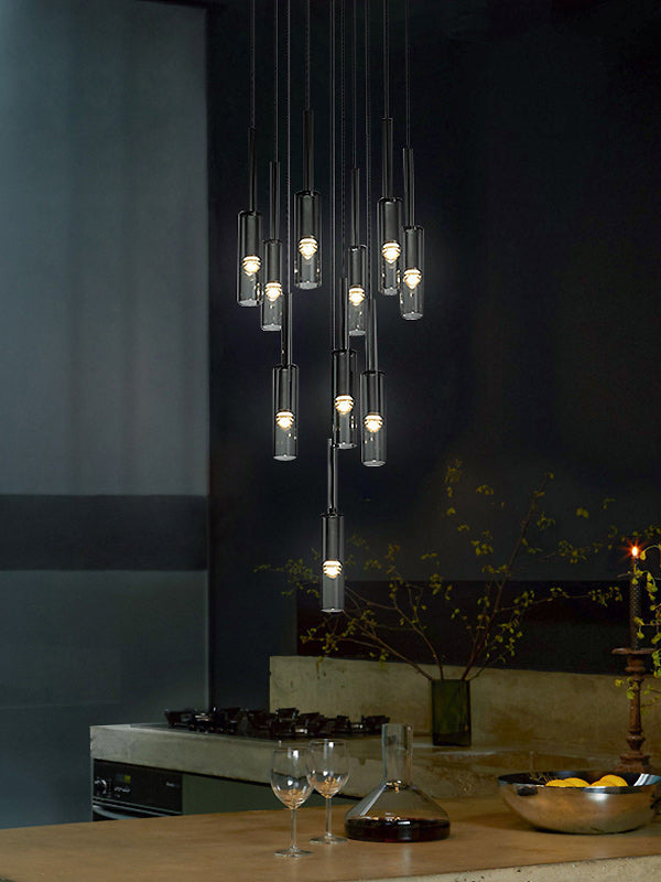 Duplex Smoky Crystal Staircase Pendant Light