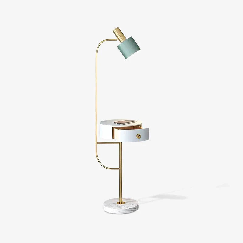 Agueda Floor Lamp – Marble & Metal Standing Light in Green or Black with Gold Accents
