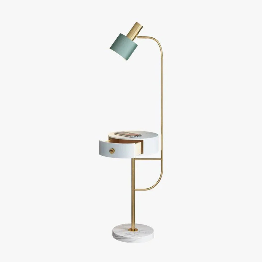 Agueda Floor Lamp – Marble & Metal Standing Light in Green or Black with Gold Accents