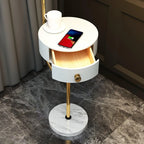 Agueda Floor Lamp – Marble & Metal Standing Light in Green or Black with Gold Accents