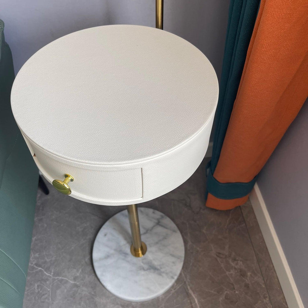 Agueda Floor Lamp – Marble & Metal Standing Light in Green or Black with Gold Accents