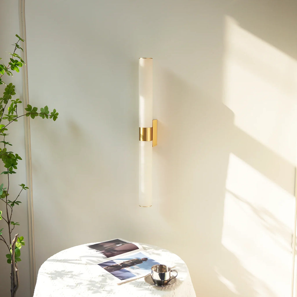 Alabaster Cylindrical Line Wall Light