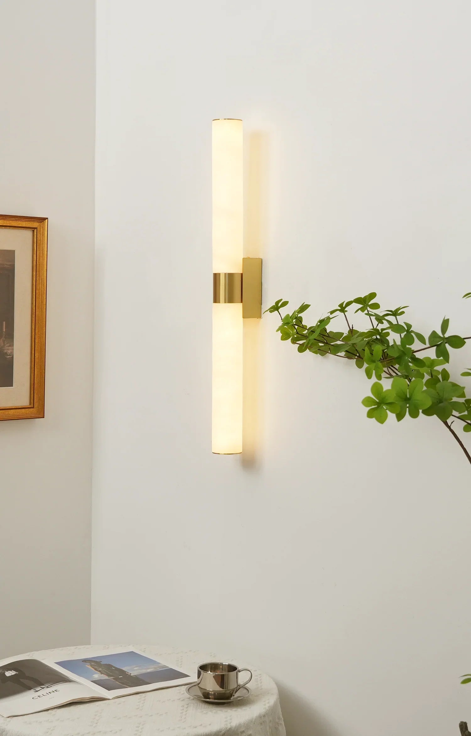 Alabaster Cylindrical Line Wall Light