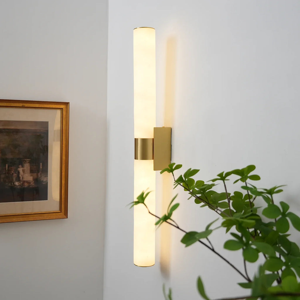 Alabaster Cylindrical Line Wall Light