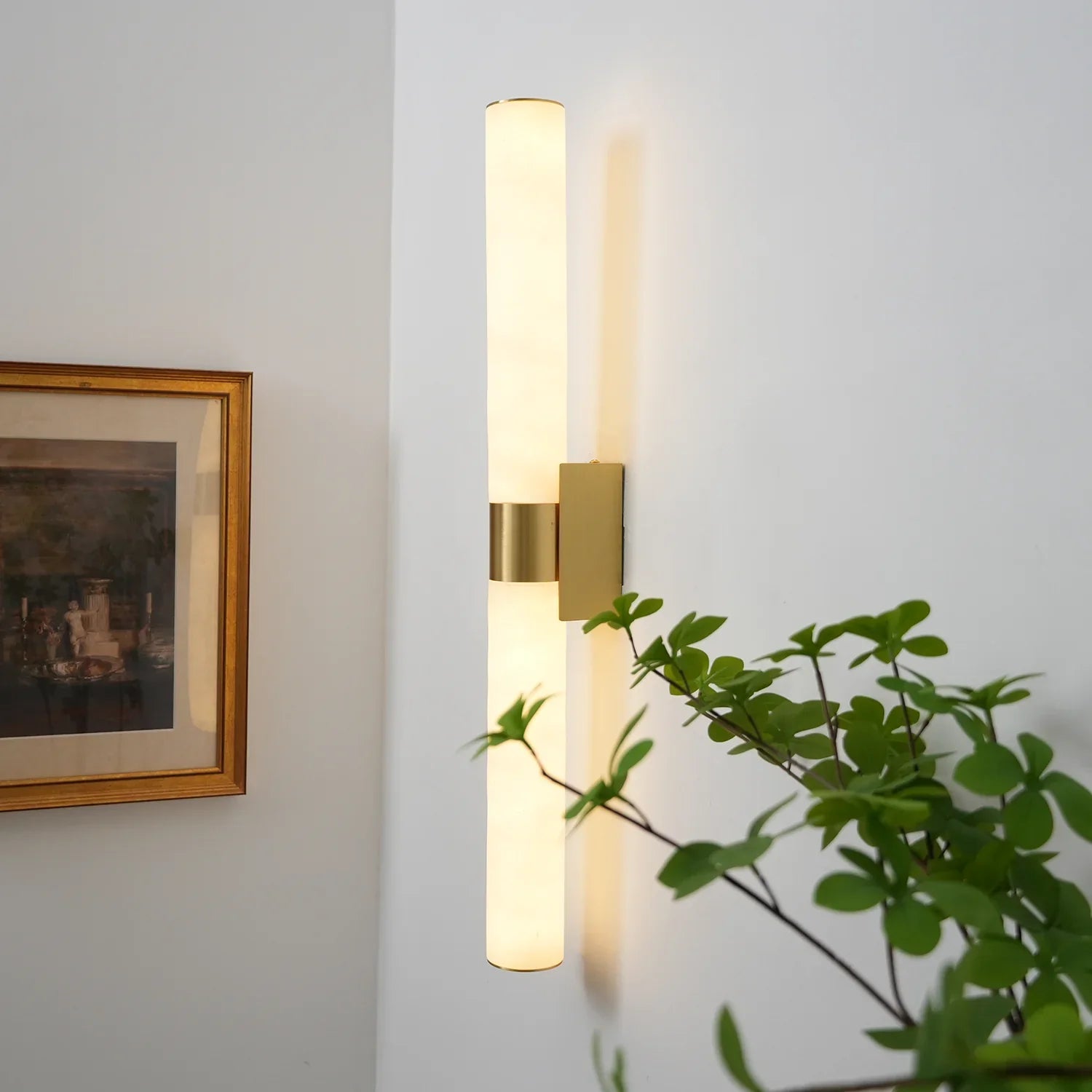 Alabaster Cylindrical Line Wall Light