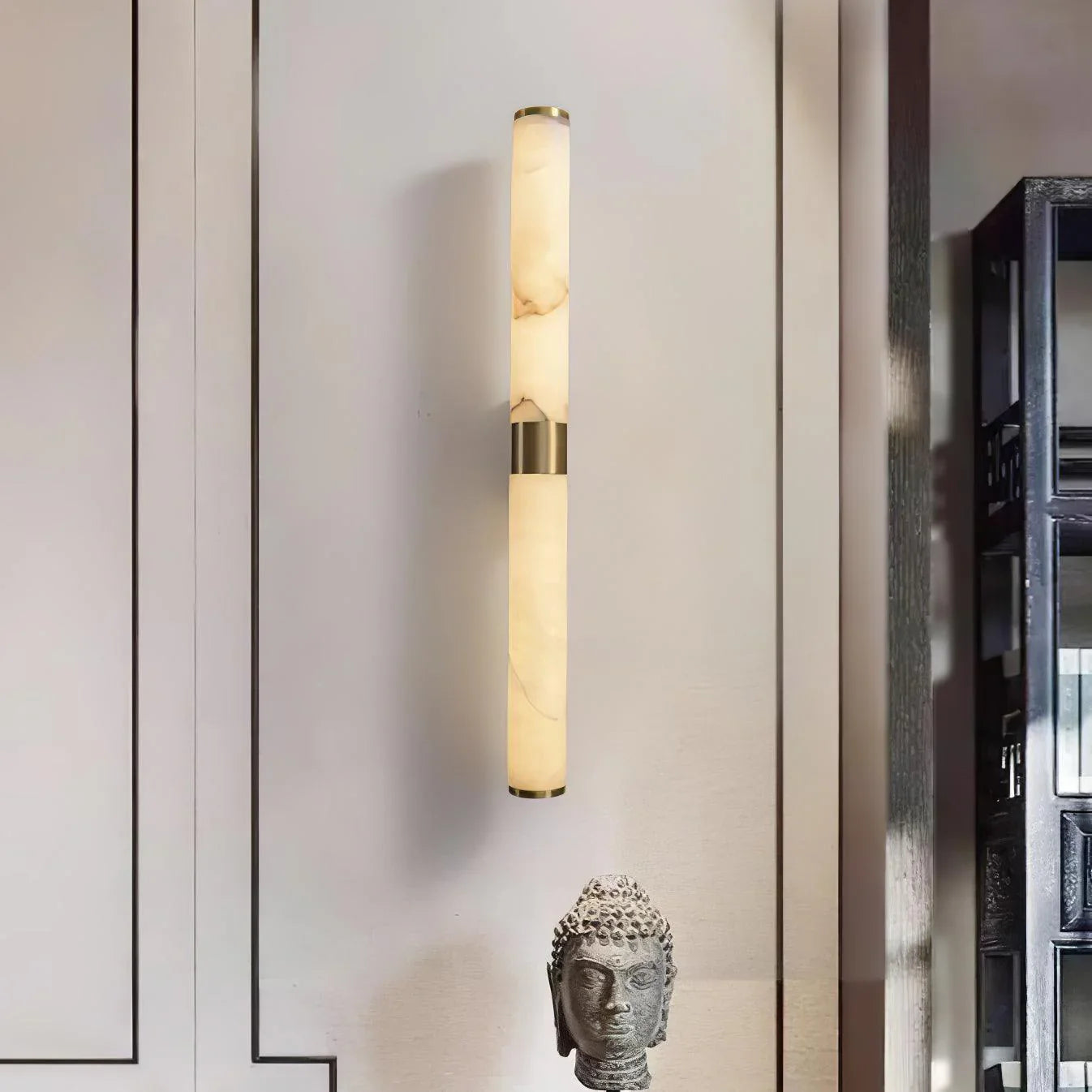 Alabaster Cylindrical Line Wall Light