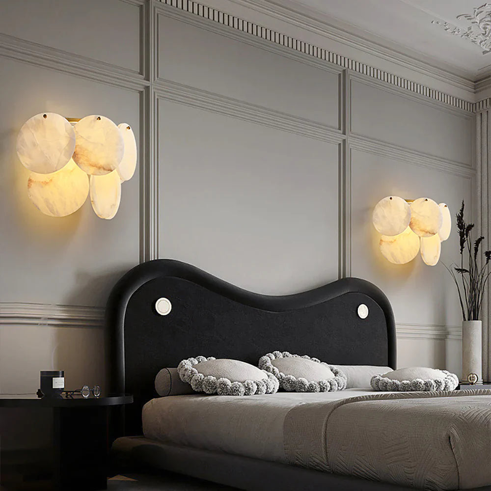 Alabaster Double Layer Round Wall Lamp