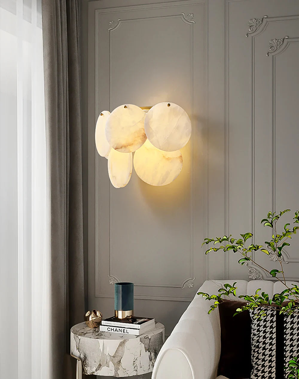Alabaster Double Layer Round Wall Lamp