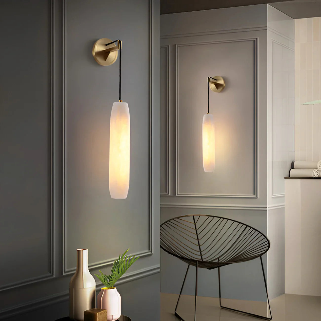 Alabaster Flute Pendant Wall Lamp