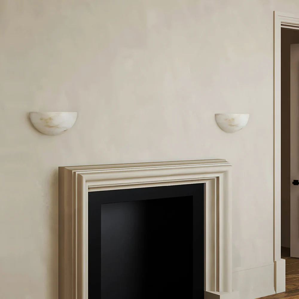 Alabaster Windham Half Bowl Wall Sconce