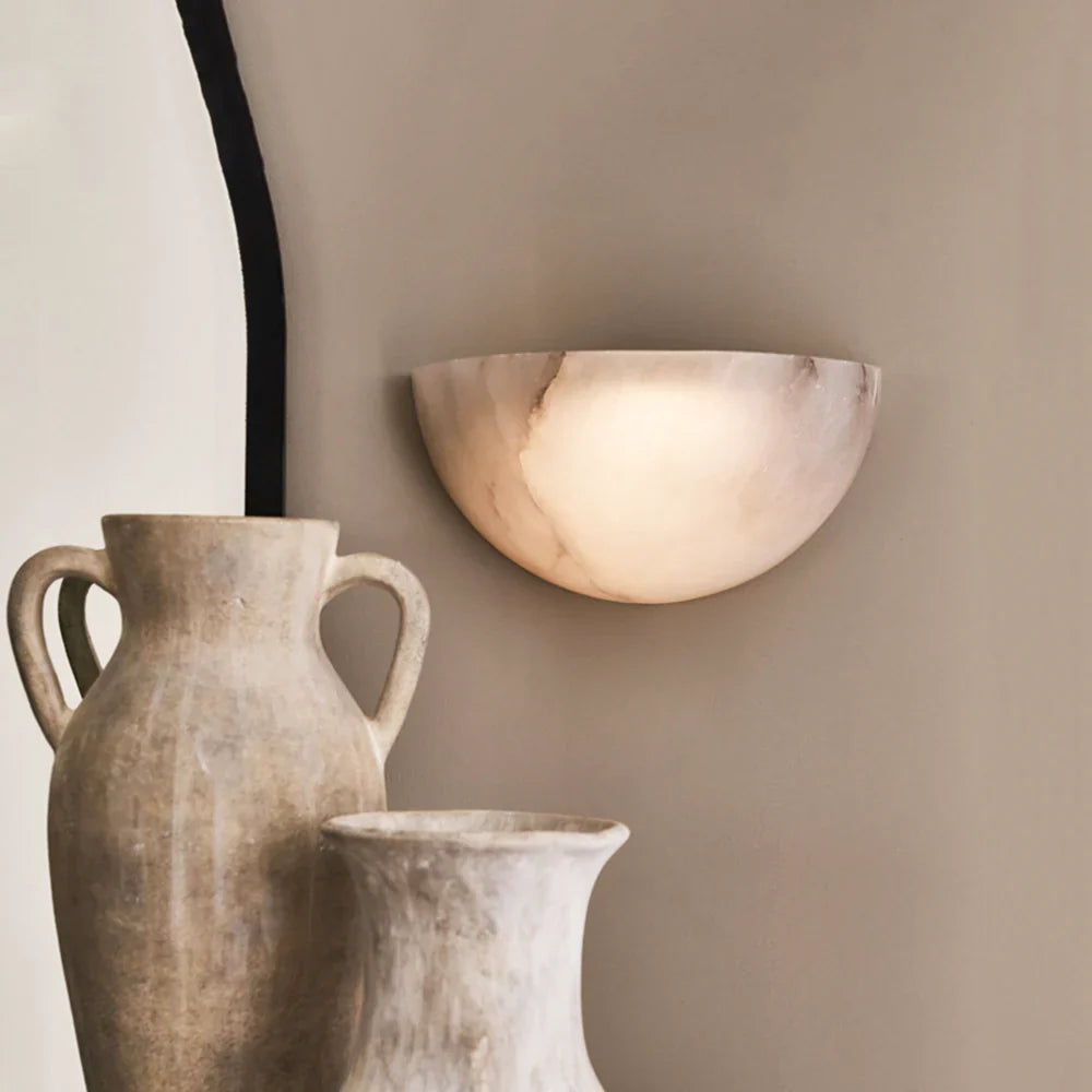 Alabaster Windham Half Bowl Wall Sconce