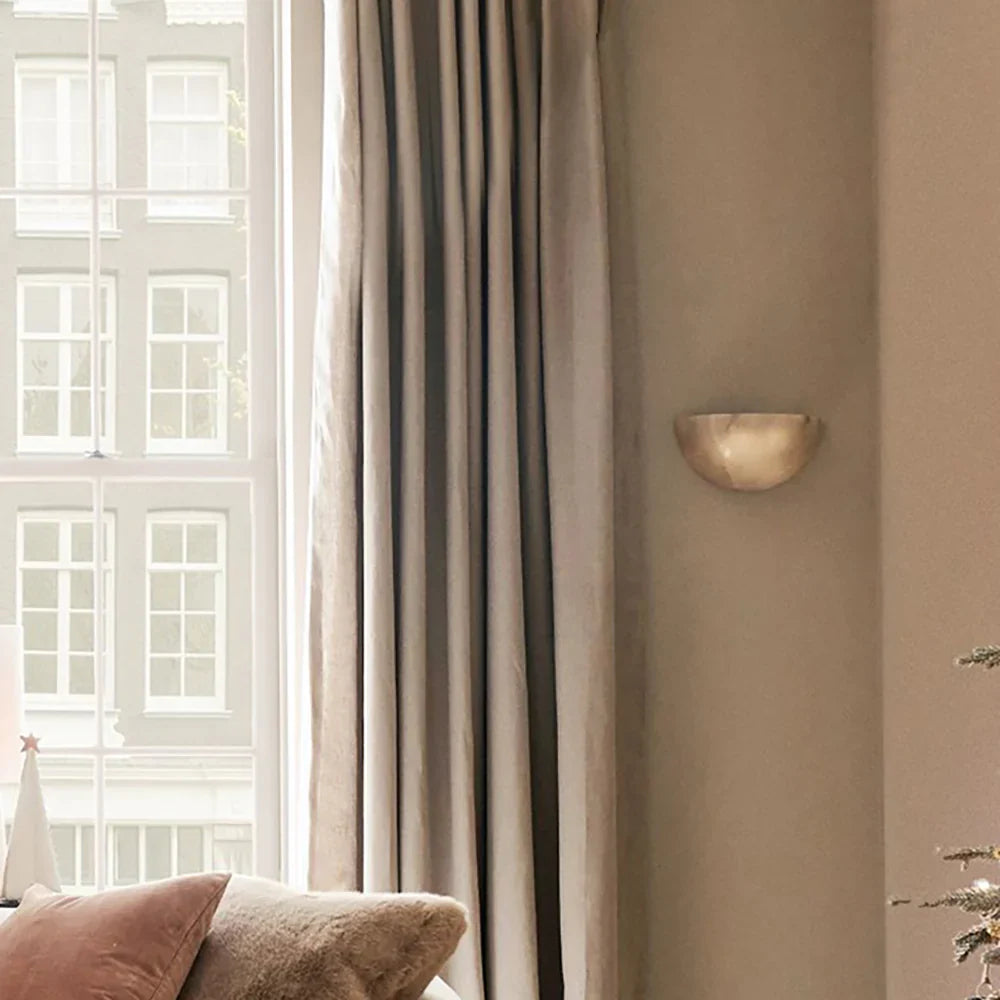 Alabaster Windham Half Bowl Wall Sconce