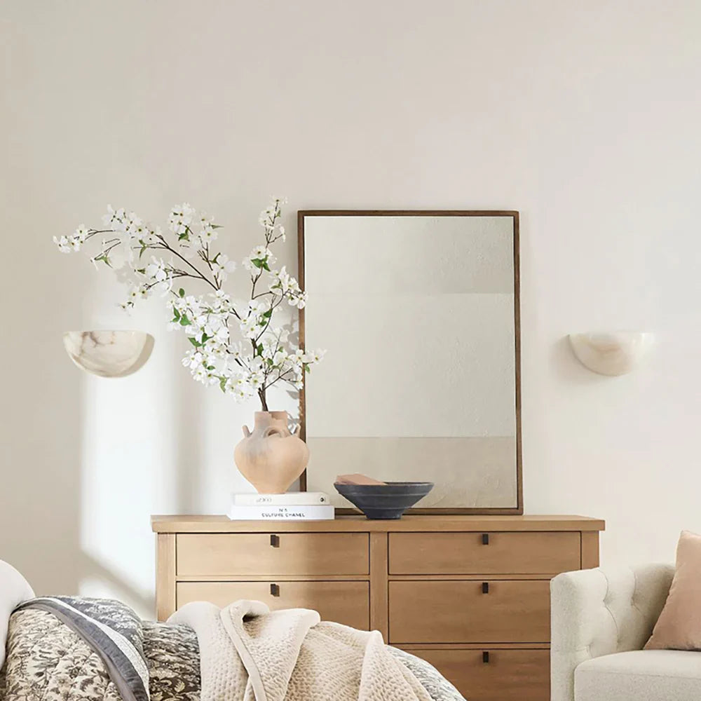 Alabaster Windham Half Bowl Wall Sconce