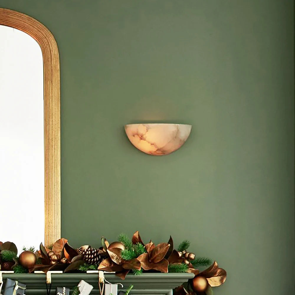 Alabaster Windham Half Bowl Wall Sconce